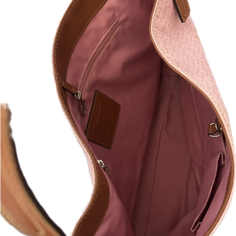 Pink Designer Shoulder Bag with Suede Bottom - Picture 4 of 4